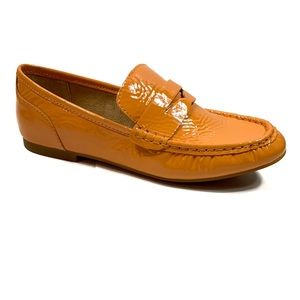 Born Betti Orange Patent Leather Loafer Cushioned Insole Size 7.5 NIB Preppy